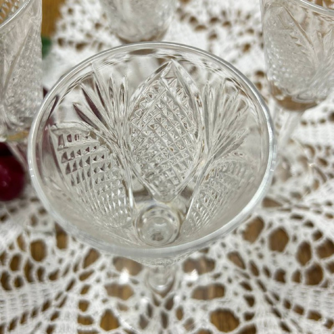 Набор рюмок из хрусталя "Ананас" Дятьковского ХЗ, рисунок от формы. Винтаж. Цена за 4шт. Картинка 5